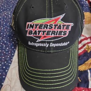 Interstate Batteries Black Cap with Green Stitching